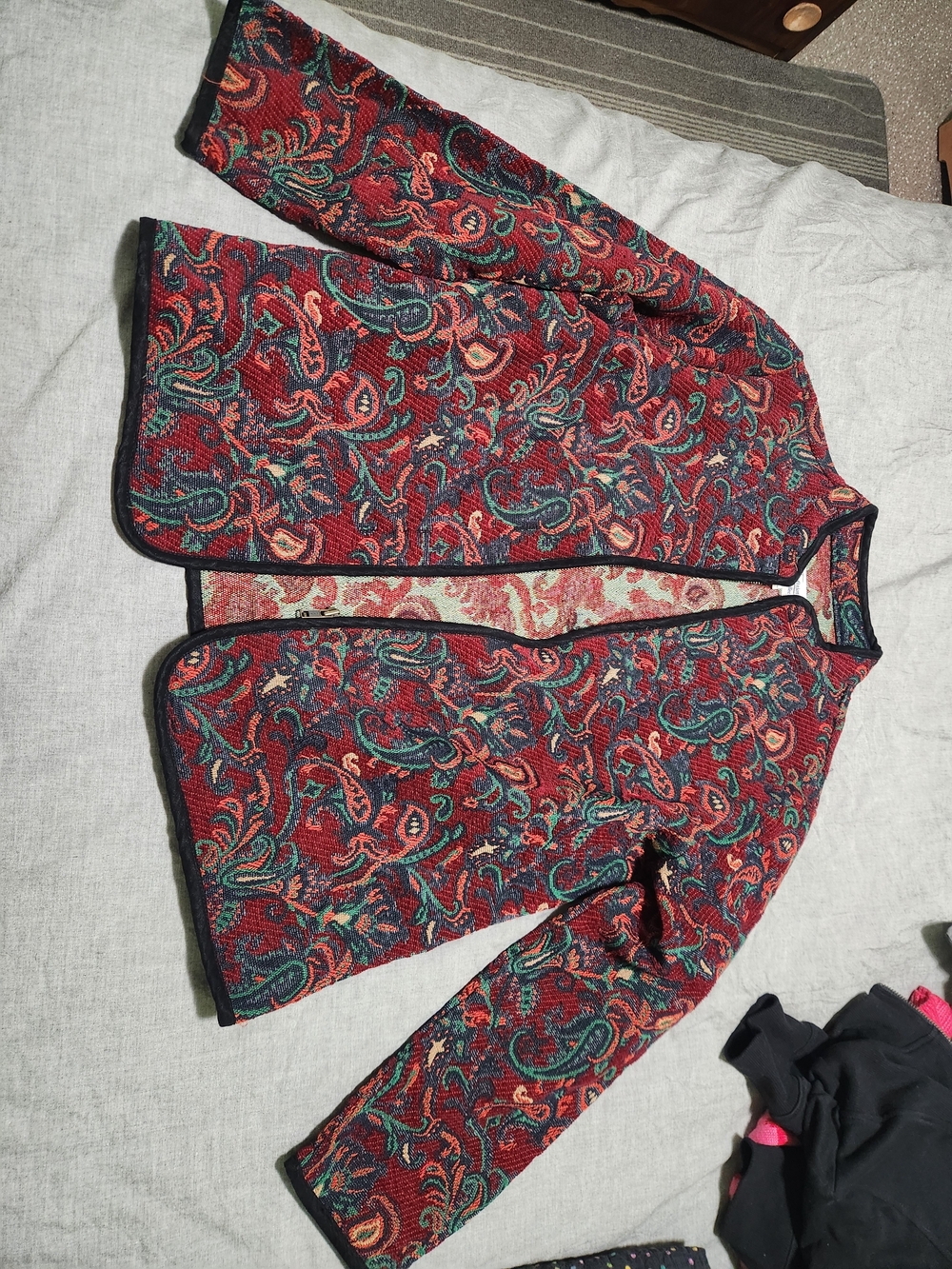 Red Paisley Tapestry Zip Up Jacket